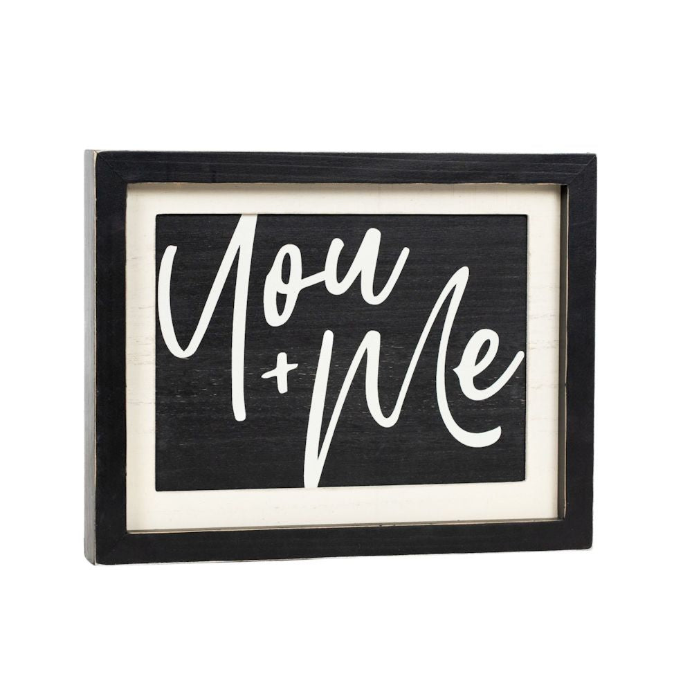 13" x 10" Reversible Wood Frame Sign - Love is the Key/You + Me | White and Black | You and Me Collection