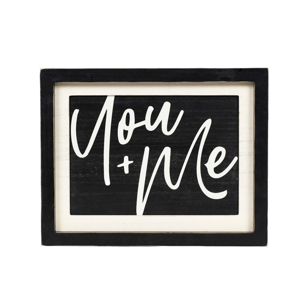 13" x 10" Reversible Wood Frame Sign - Love is the Key/You + Me | White and Black | You and Me Collection
