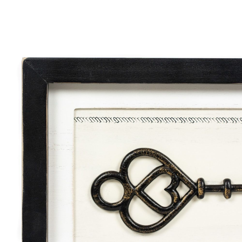13" x 10" Reversible Wood Frame Sign - Love is the Key/You + Me | White and Black | You and Me Collection