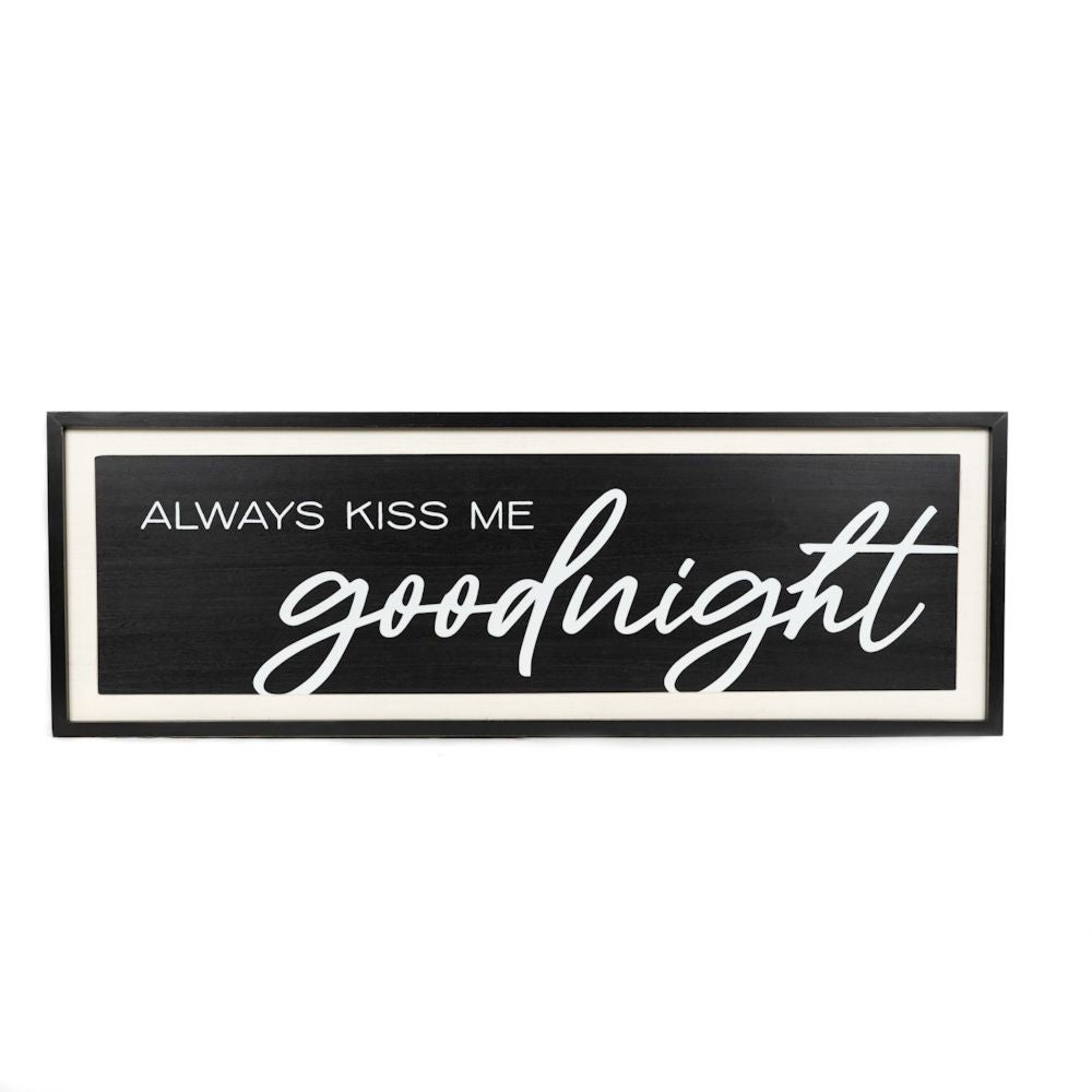 47" x 16" Reversible Wood Frame Sign - Kiss/Sunshine | Black and White | You and Me Collection