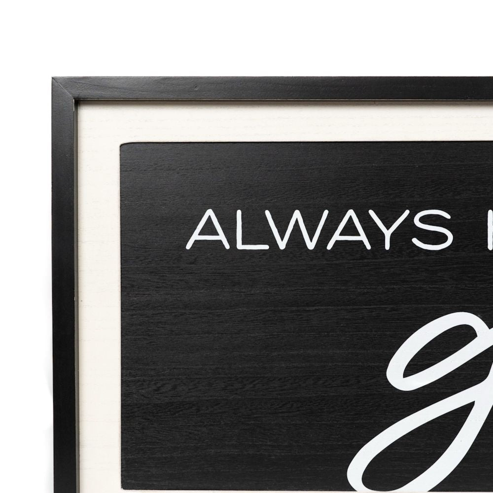 47" x 16" Reversible Wood Frame Sign - Kiss/Sunshine | Black and White | You and Me Collection
