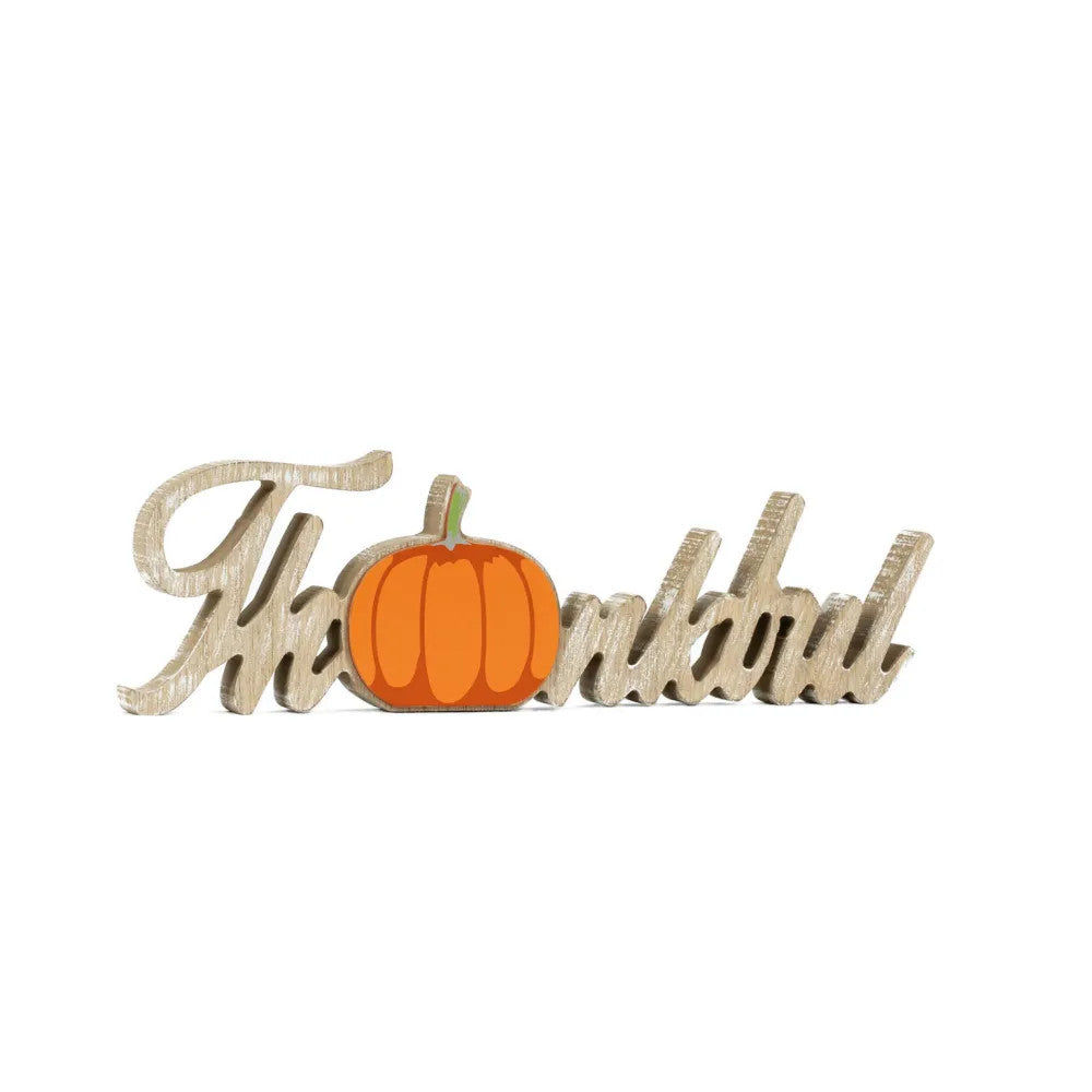 13" Wood Cutout - Thankful | Multicolor | Scripty Collection