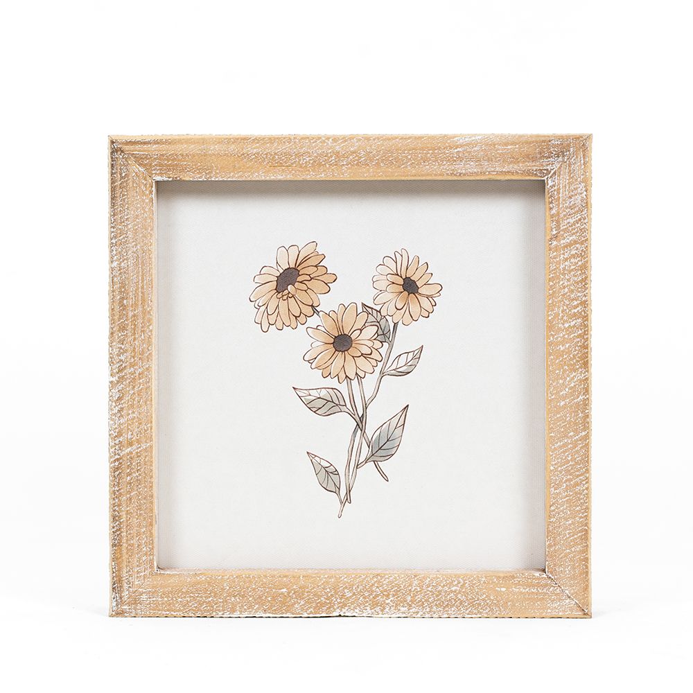 8" Reversible Wood Frame Sign - Sunflower and Daisy | Multicolor