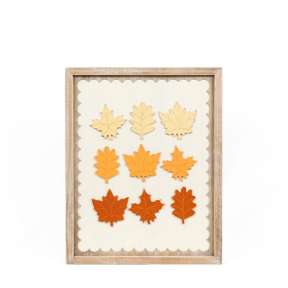 16" x 20" Reversible Wood Frame Sign - Countdown and Leaves | Multicolor