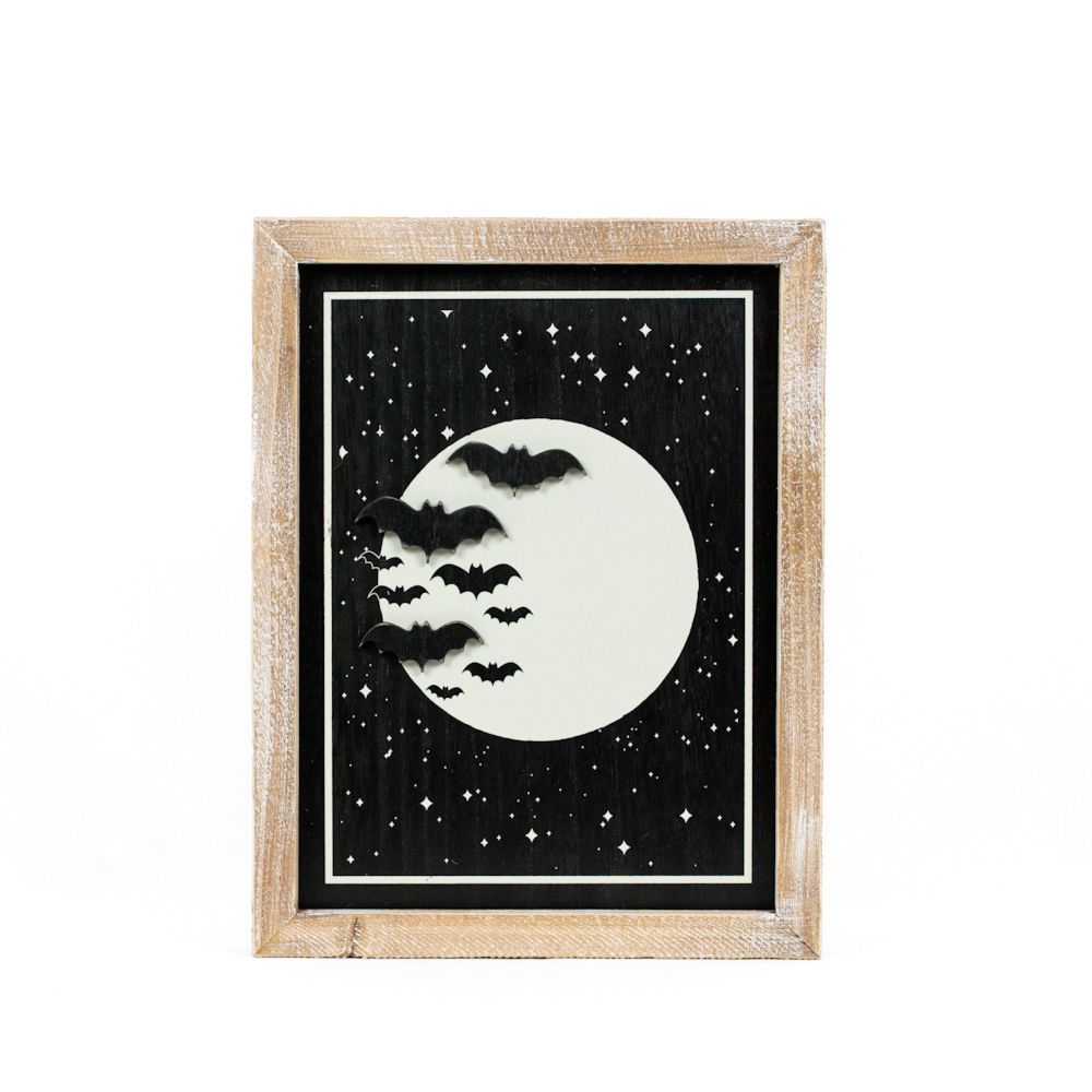 10" x 13" Reversible Wood Frame Sign - Moon and Pumpkin | Multicolor