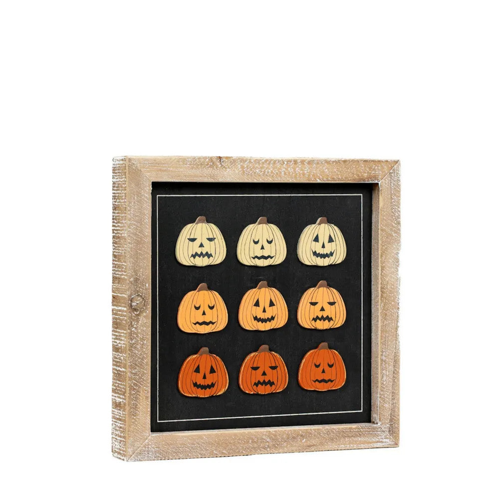 10" Reversible Wood Frame Sign - Pumpkins | Multicolor | Spookable Collection