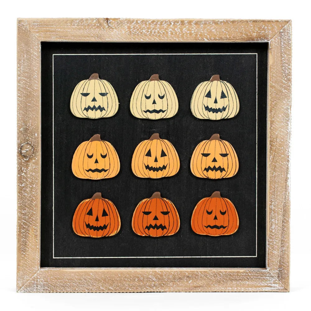 10" Reversible Wood Frame Sign - Pumpkins | Multicolor | Spookable Collection