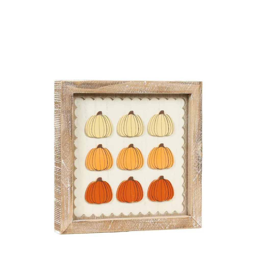 10" Reversible Wood Frame Sign - Pumpkins | Multicolor | Spookable Collection