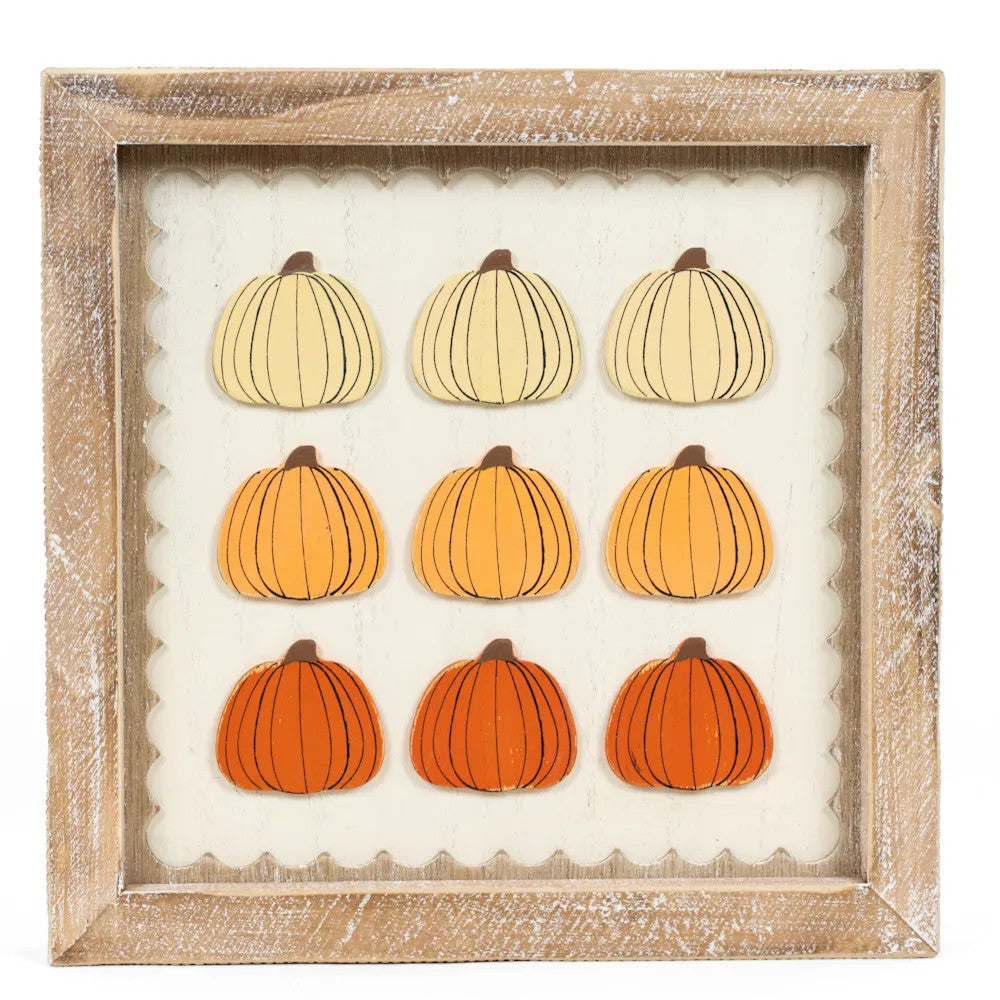10" Reversible Wood Frame Sign - Pumpkins | Multicolor | Spookable Collection