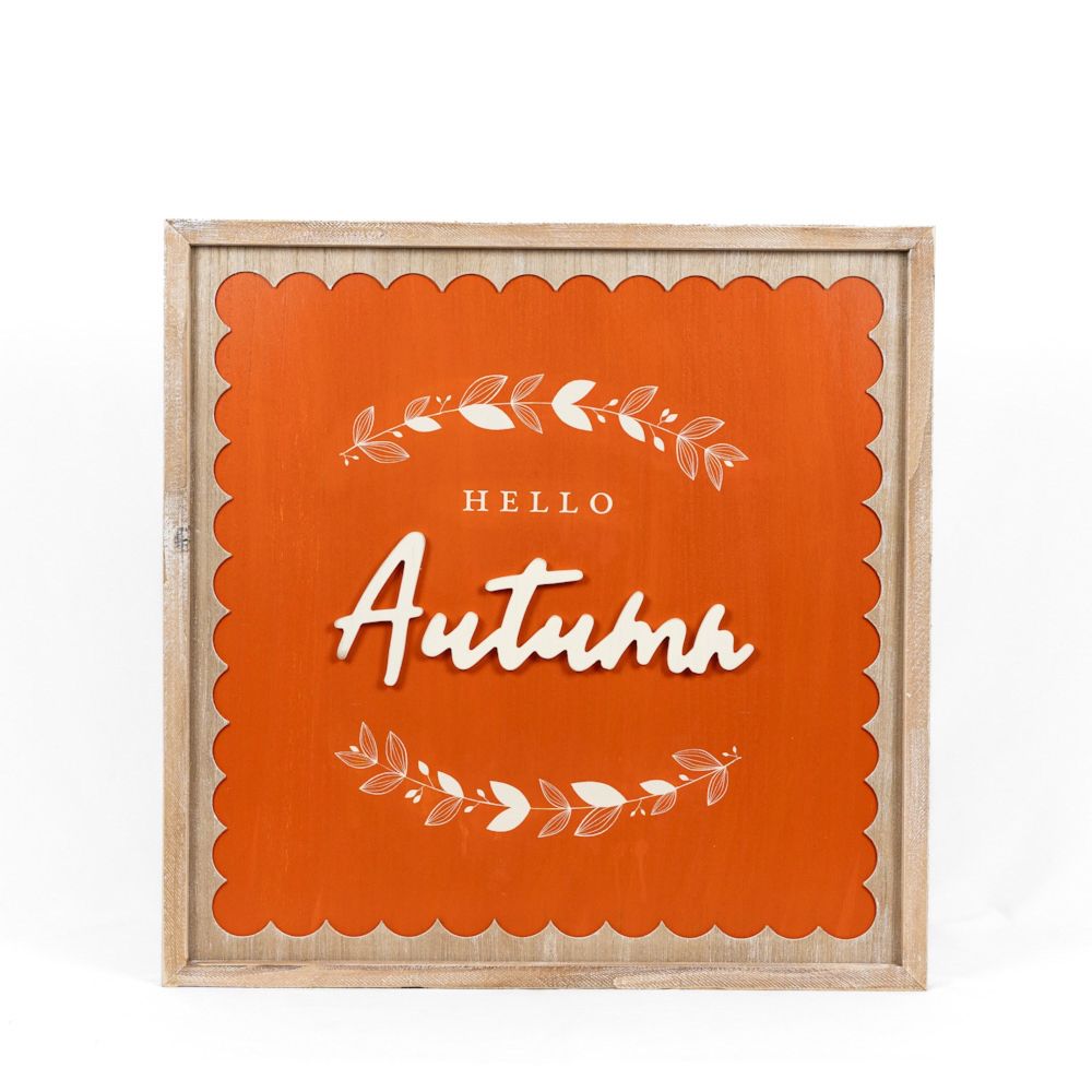 24" Reversible Wood Frame Sign - Trick or Treat and Hello Autumn | Multicolor
