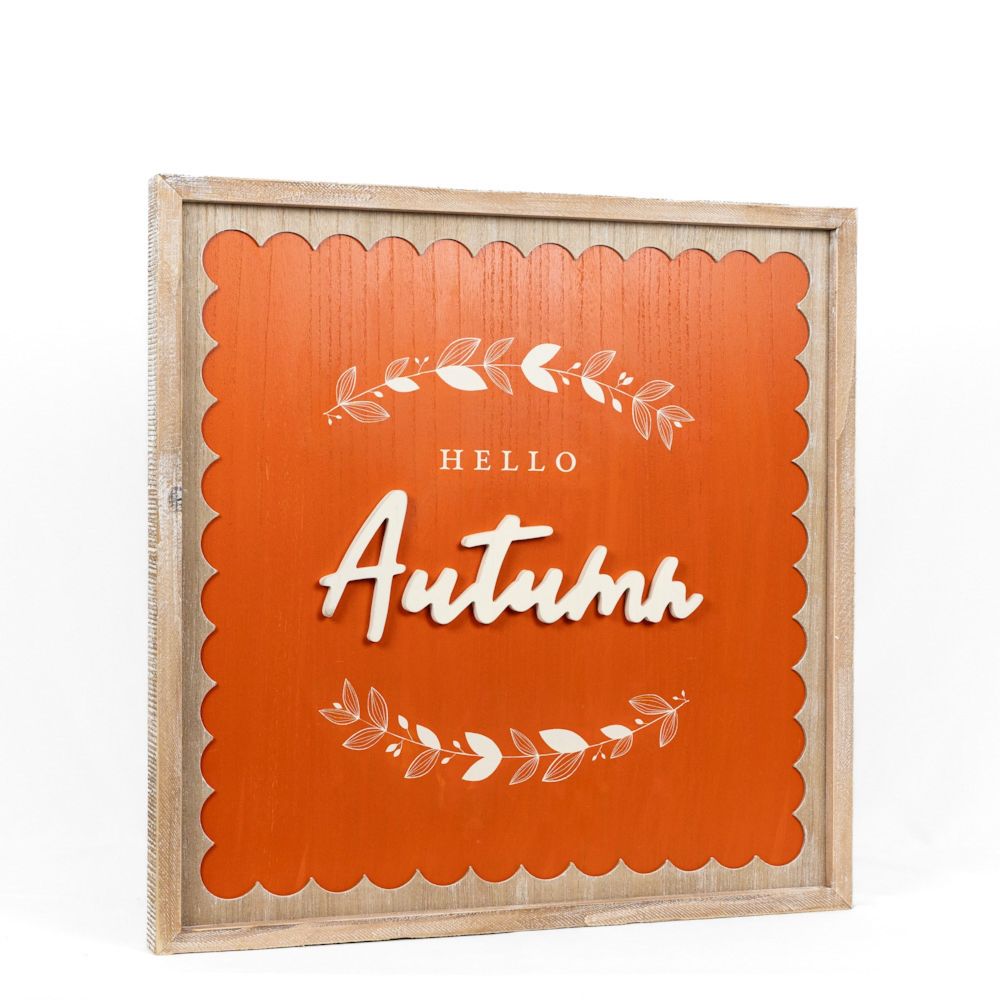 24" Reversible Wood Frame Sign - Trick or Treat and Hello Autumn | Multicolor