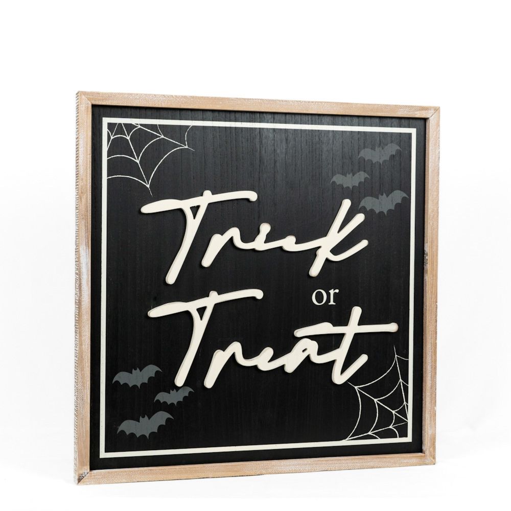 24" Reversible Wood Frame Sign - Trick or Treat and Hello Autumn | Multicolor