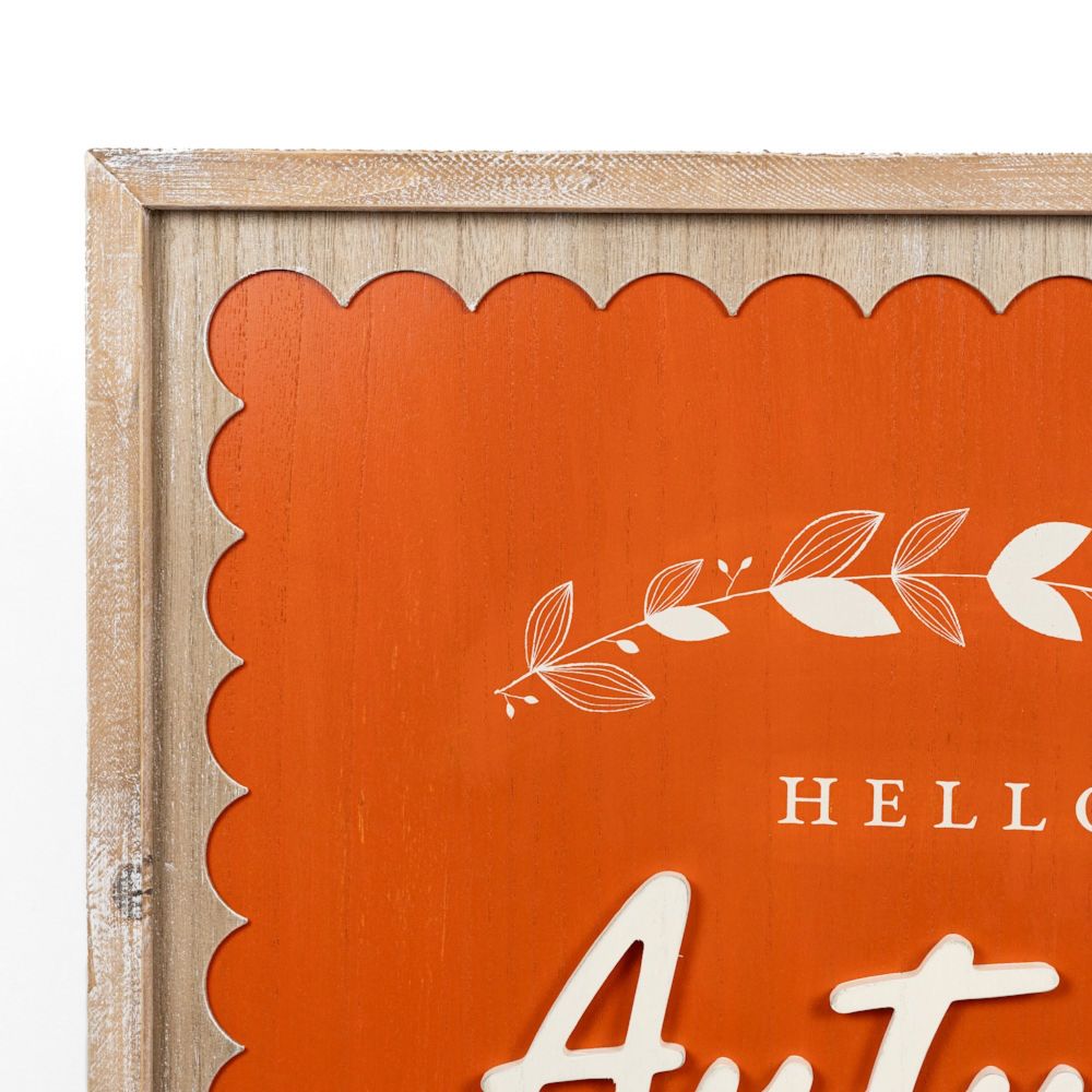 24" Reversible Wood Frame Sign - Trick or Treat and Hello Autumn | Multicolor