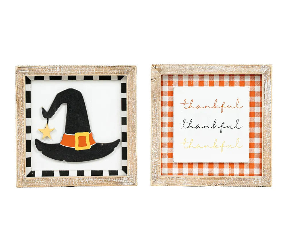 7x7x1.5 rvs wood frame sign (HAT/THANKFUL)