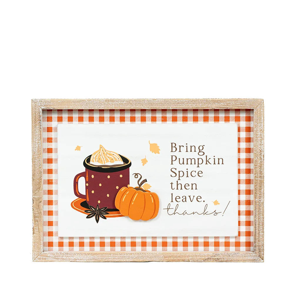 14" x 10" Reversible Wood Frame Sign - Pumpkins/Thanks | Multicolor | Pumpkins and Sweets Collection