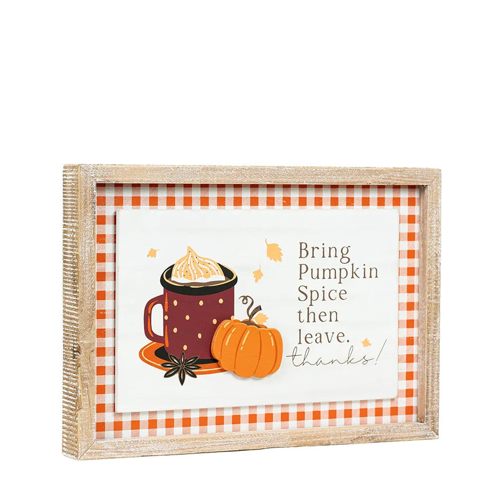 14" x 10" Reversible Wood Frame Sign - Pumpkins/Thanks | Multicolor | Pumpkins and Sweets Collection