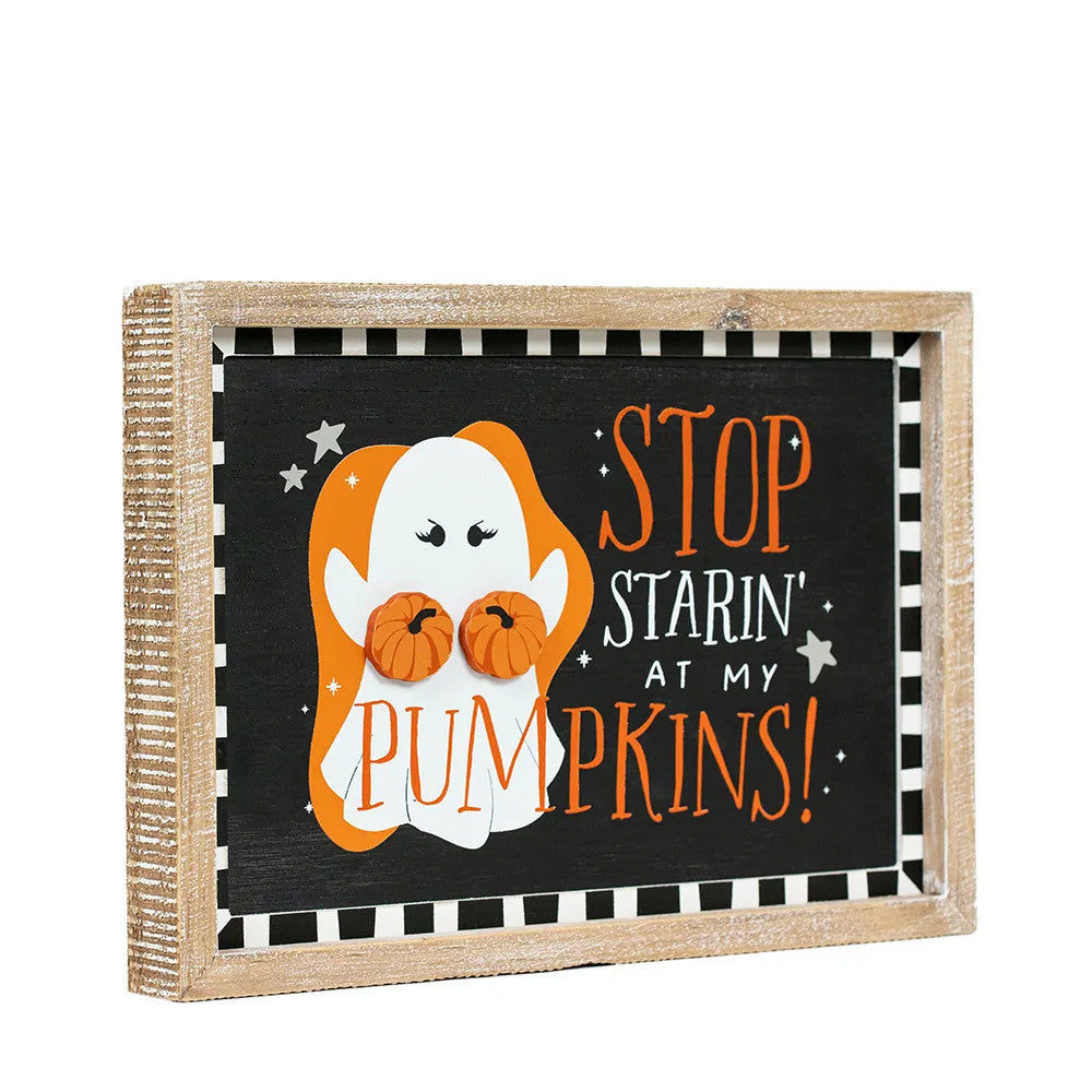 14" x 10" Reversible Wood Frame Sign - Pumpkins/Thanks | Multicolor | Pumpkins and Sweets Collection