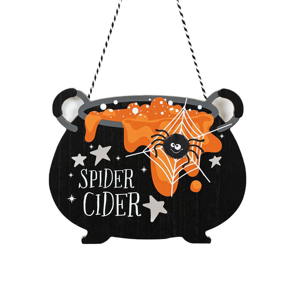 12" Wood Ornament - Cauldron | Multicolor | Pumpkins and Sweets Collection