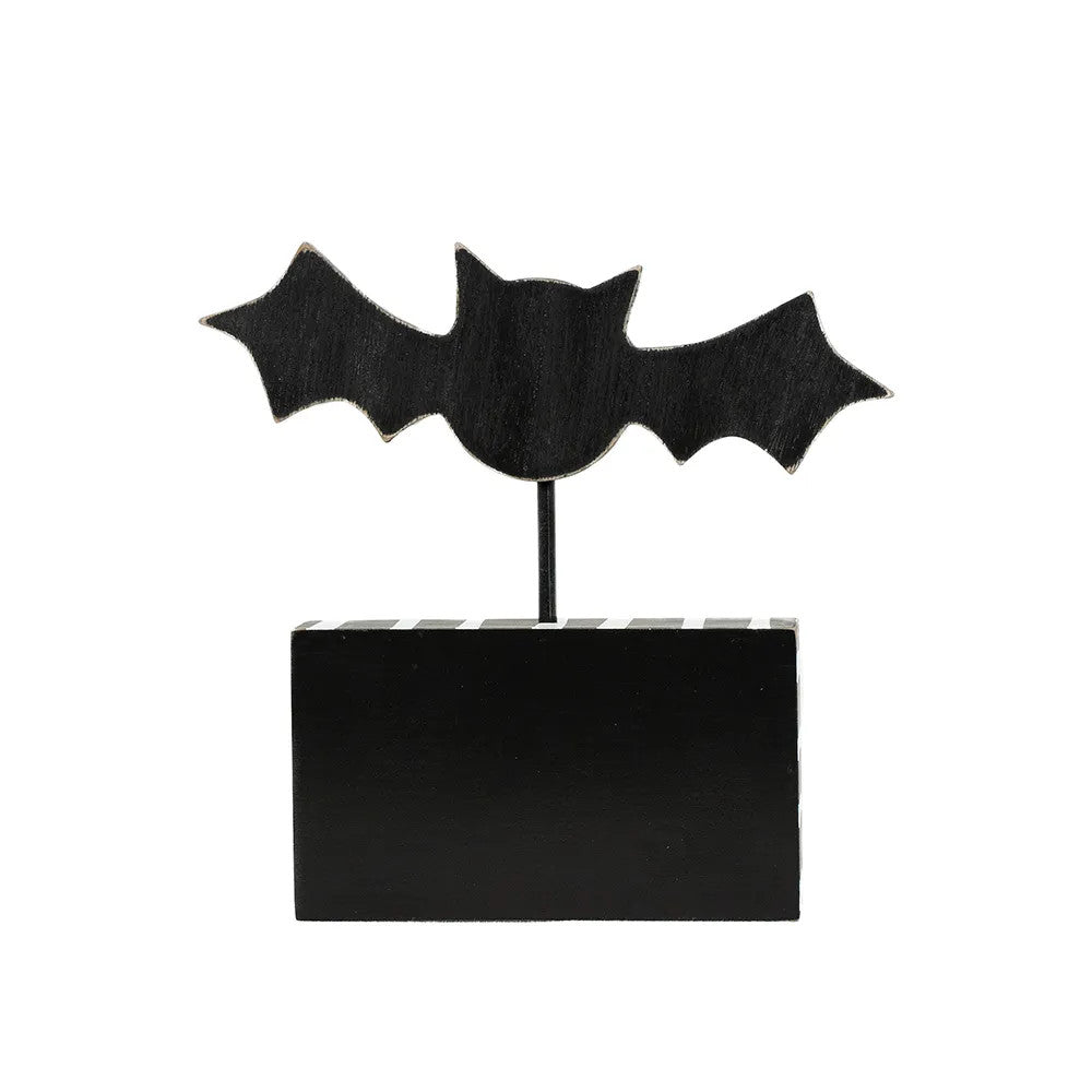 7" Wood Bat on Stand - Neck | Multicolor | Pumpkins and Sweets Collection