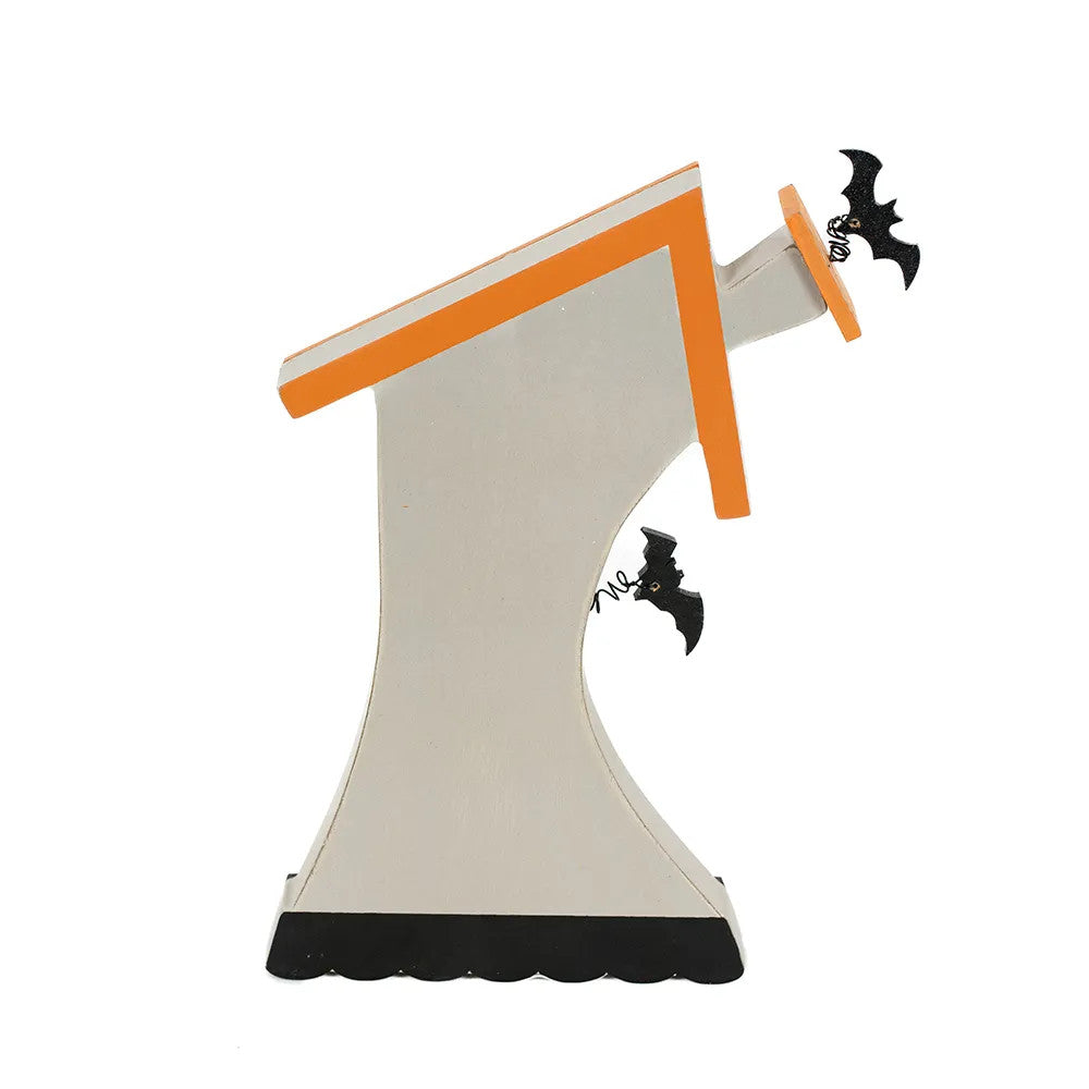 14" Wood Cutout House - Trick | Multicolor | Pumpkins and Sweets Collection