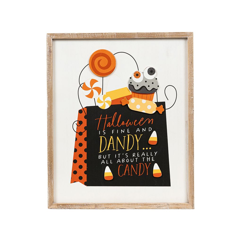 16" x 19" Reversible Wood Frame Sign - Halloween/Fall | Multicolor | Pumpkins and Sweets Collection