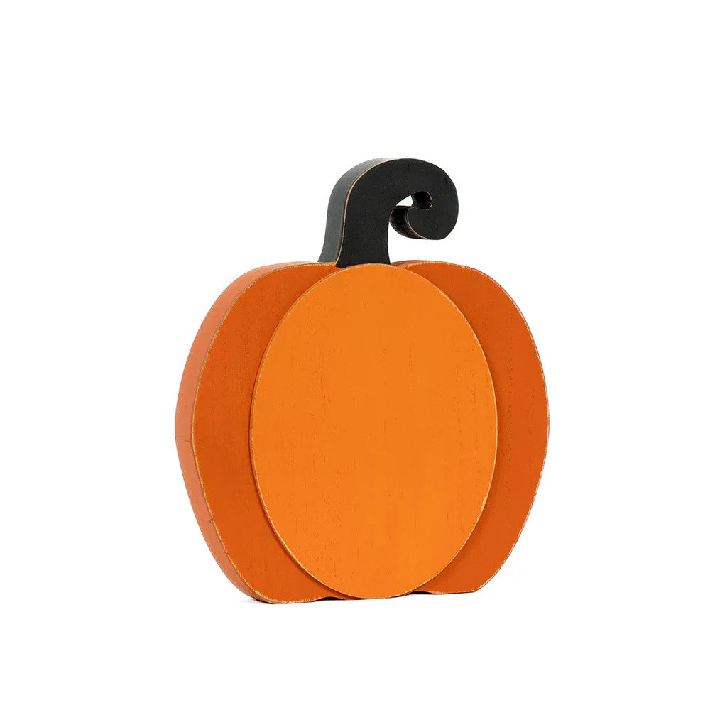 9" Reversible Wood Pumpkin Cutout – Orange & Black