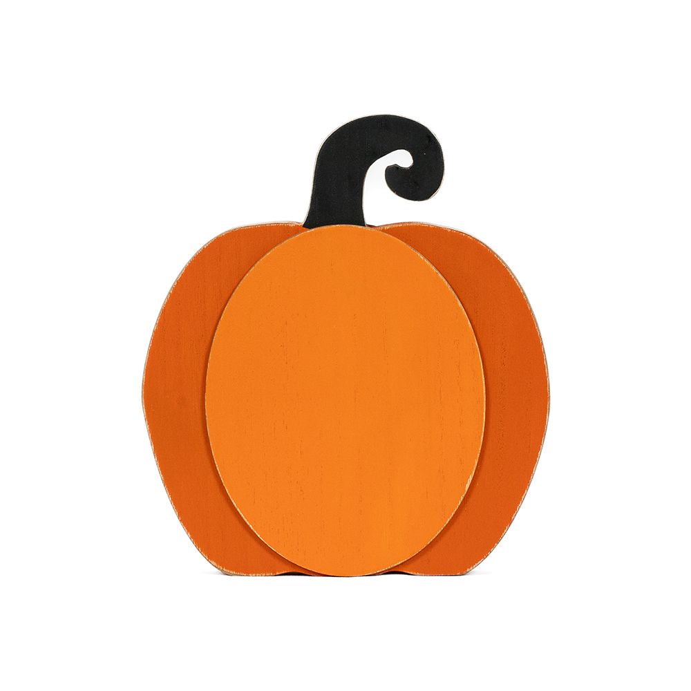 9" Reversible Wood Pumpkin Cutout – Orange & Black