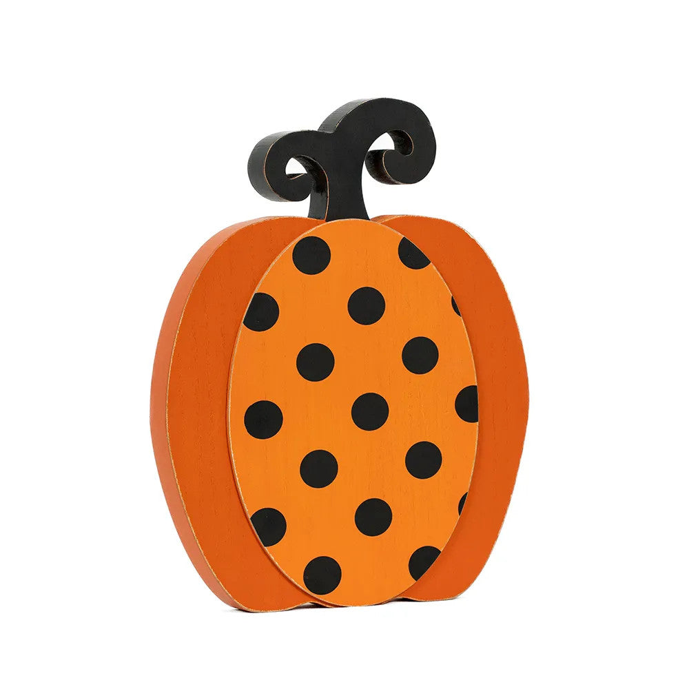13" Reversible Wood Cutout - Pumpkin | Orange and Black | Pumpkins and Sweets Collection