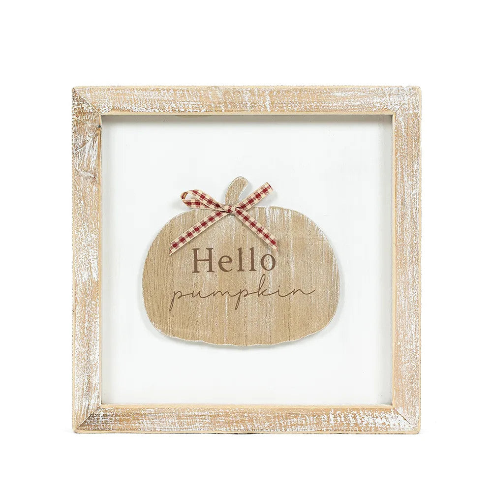 9" Reversible Wood Frame Sign - Spider/Pumpkin | Multicolor | Pumpkins and Sweets Collection