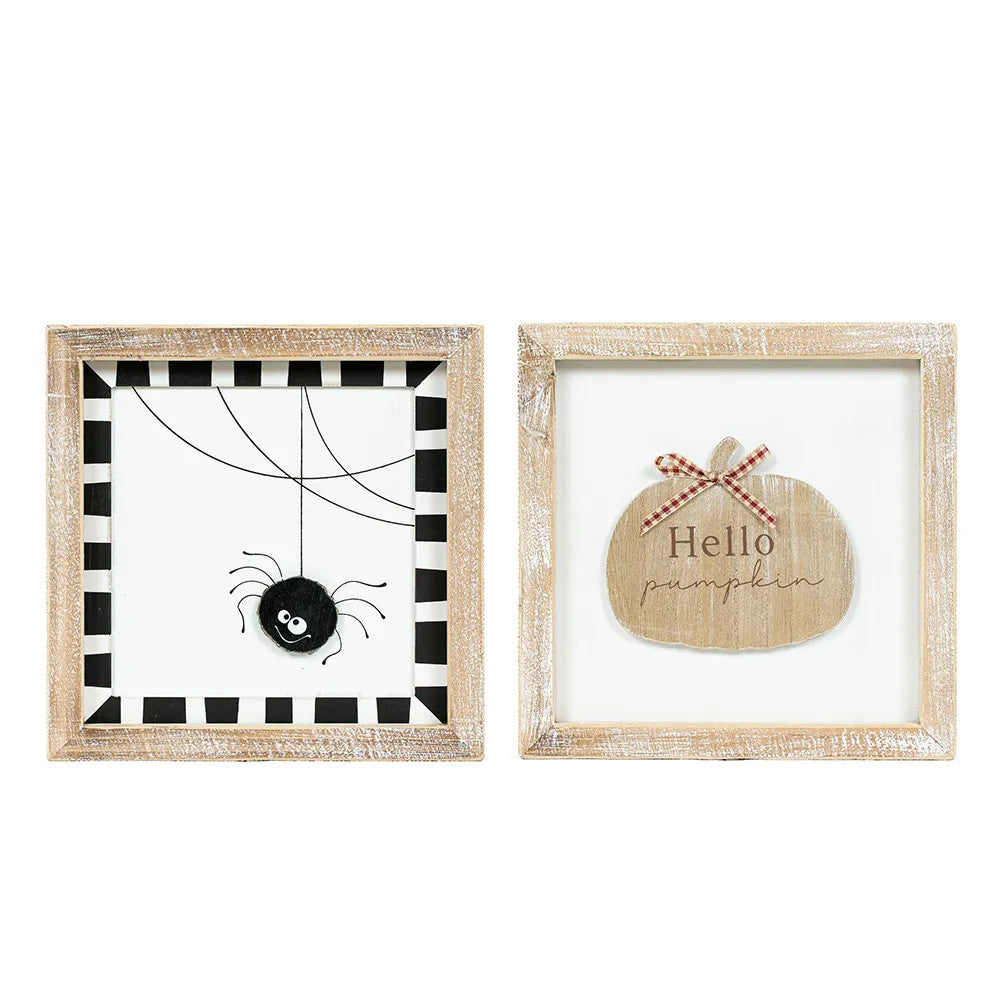 9x9x1.5 rvs wood frame sign (SPIDER/PUMPKIN)