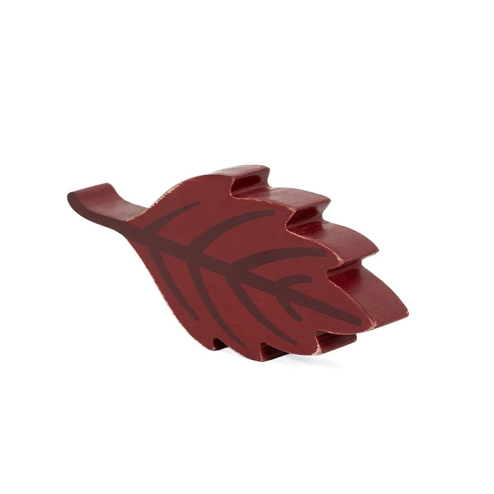 7" Chunky Wood Shape - Leaf | Red and Brown