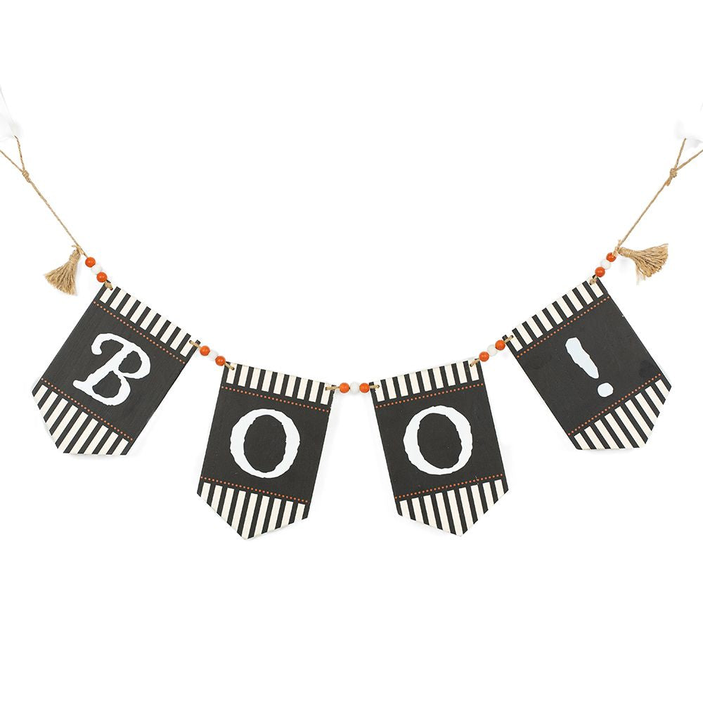 35" Reversible Wood Swag with Beads - Boo/Fall | Multicolor