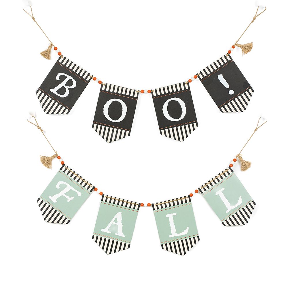 35x8x.5 wood swag w/beads (BOO/FALL)