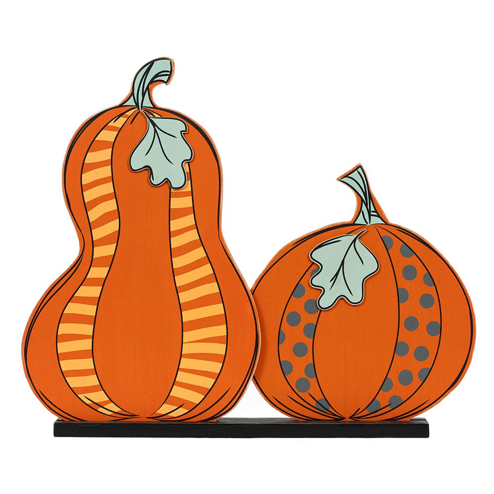 19" Reversible Wood Cutout on Base - Pumpkins | Multicolor | Sweet and Spooky