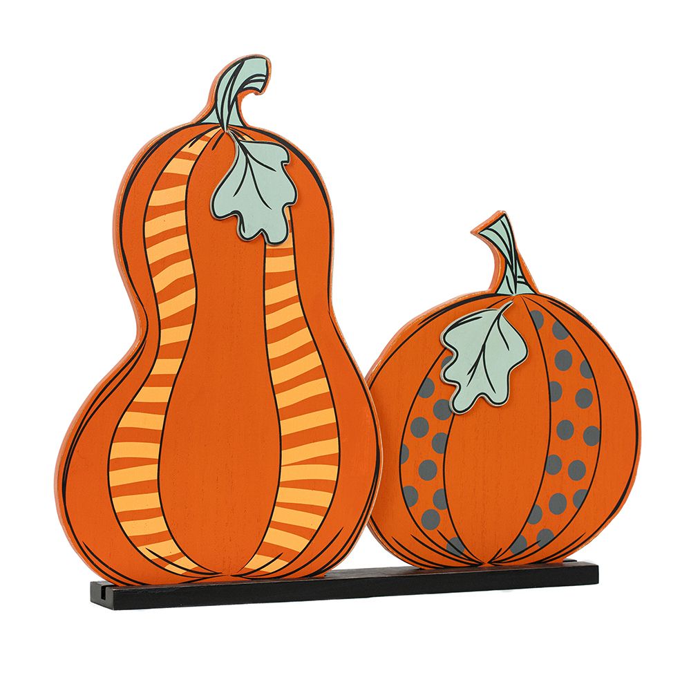 19" Reversible Wood Cutout on Base - Pumpkins | Multicolor | Sweet and Spooky