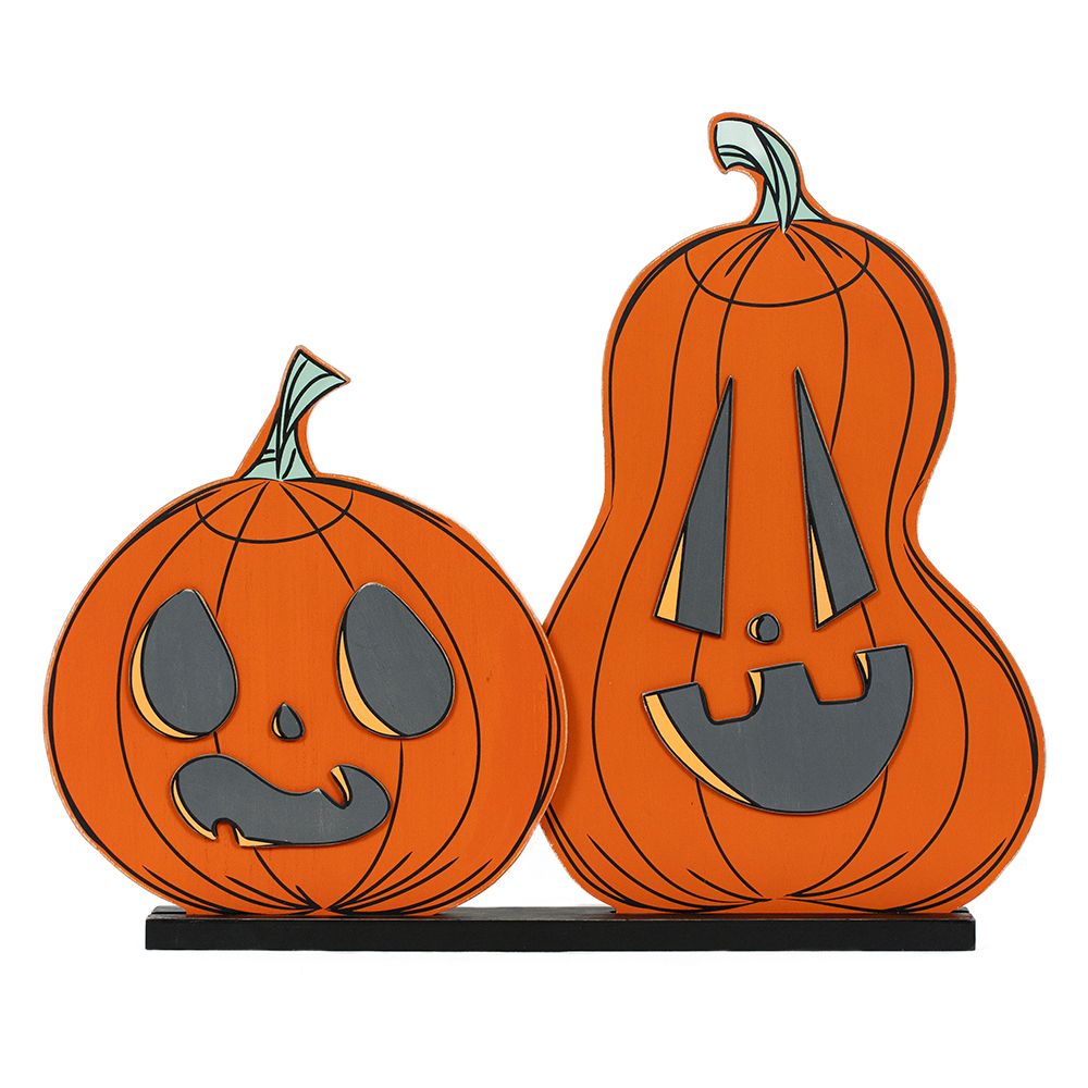19" Reversible Wood Cutout on Base - Pumpkins | Multicolor | Sweet and Spooky
