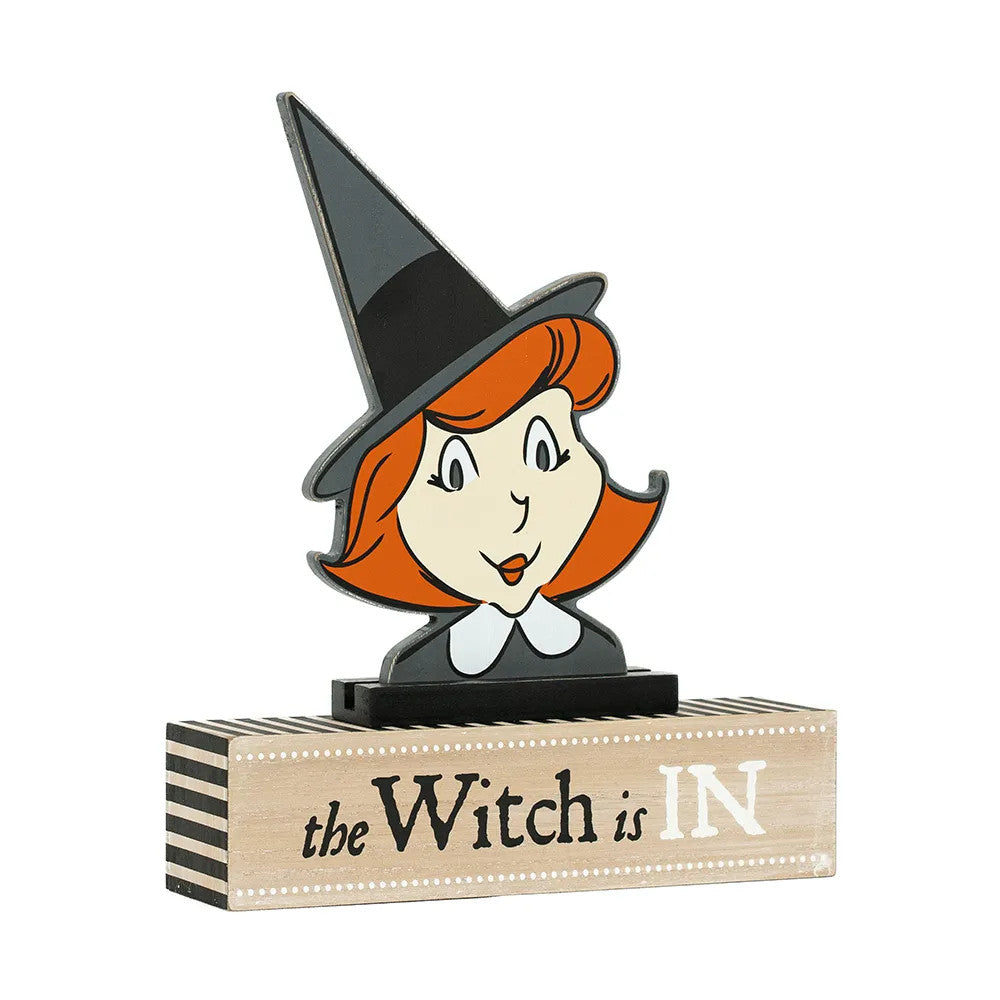 12" Reversible Wood Cutout Block - Witch | Multicolor | Sweet and Spooky Collection