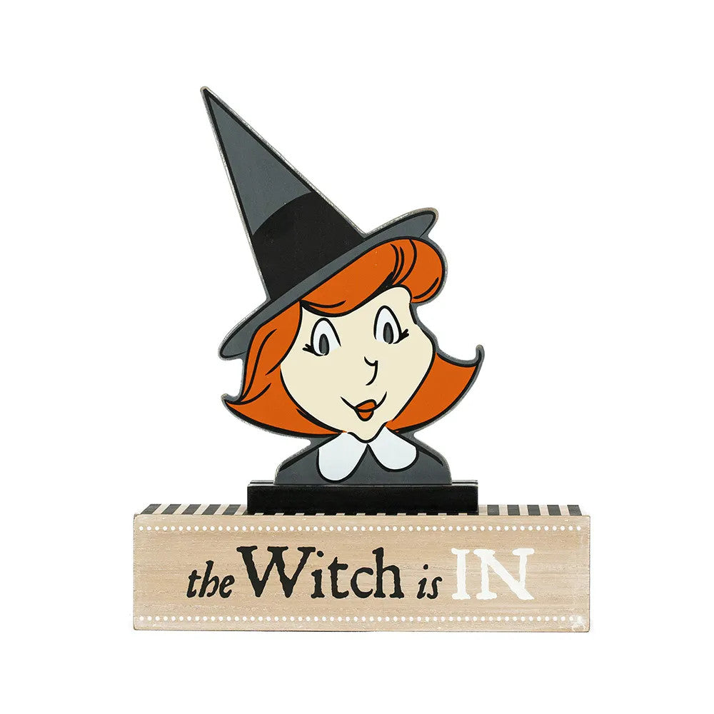 12" Reversible Wood Cutout Block - Witch | Multicolor | Sweet and Spooky Collection