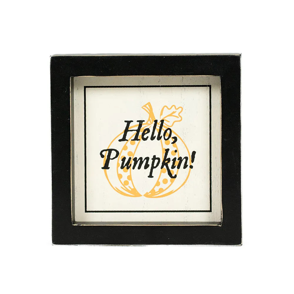 5" Reversible Wood Frame Sign - Pumpkin/Hello | Sweet and Spooky Collection