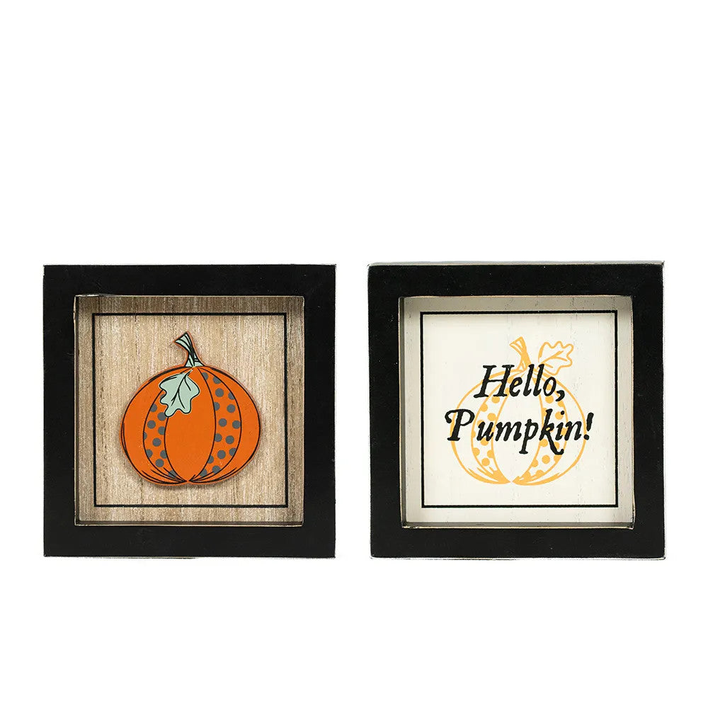 5x5x1.5 rvs wood frame sign (PUMPKIN/HELLO)