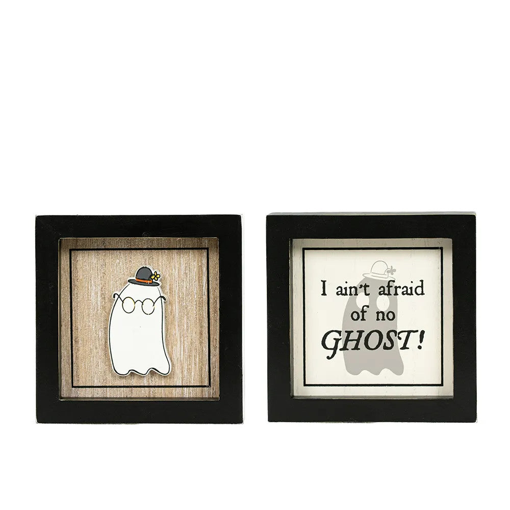 5x5x1.5 rvs wood frame sign (GHOST/AFRAID)