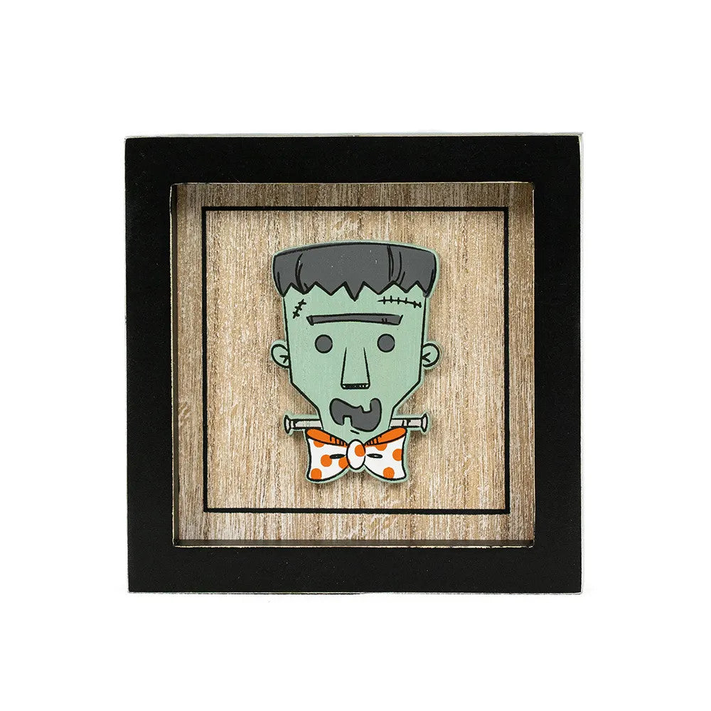 5" Reversible Wood Frame Sign - Frankie/Cute | Sweet and Spooky Collection