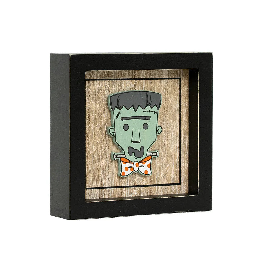 5" Reversible Wood Frame Sign - Frankie/Cute | Sweet and Spooky Collection