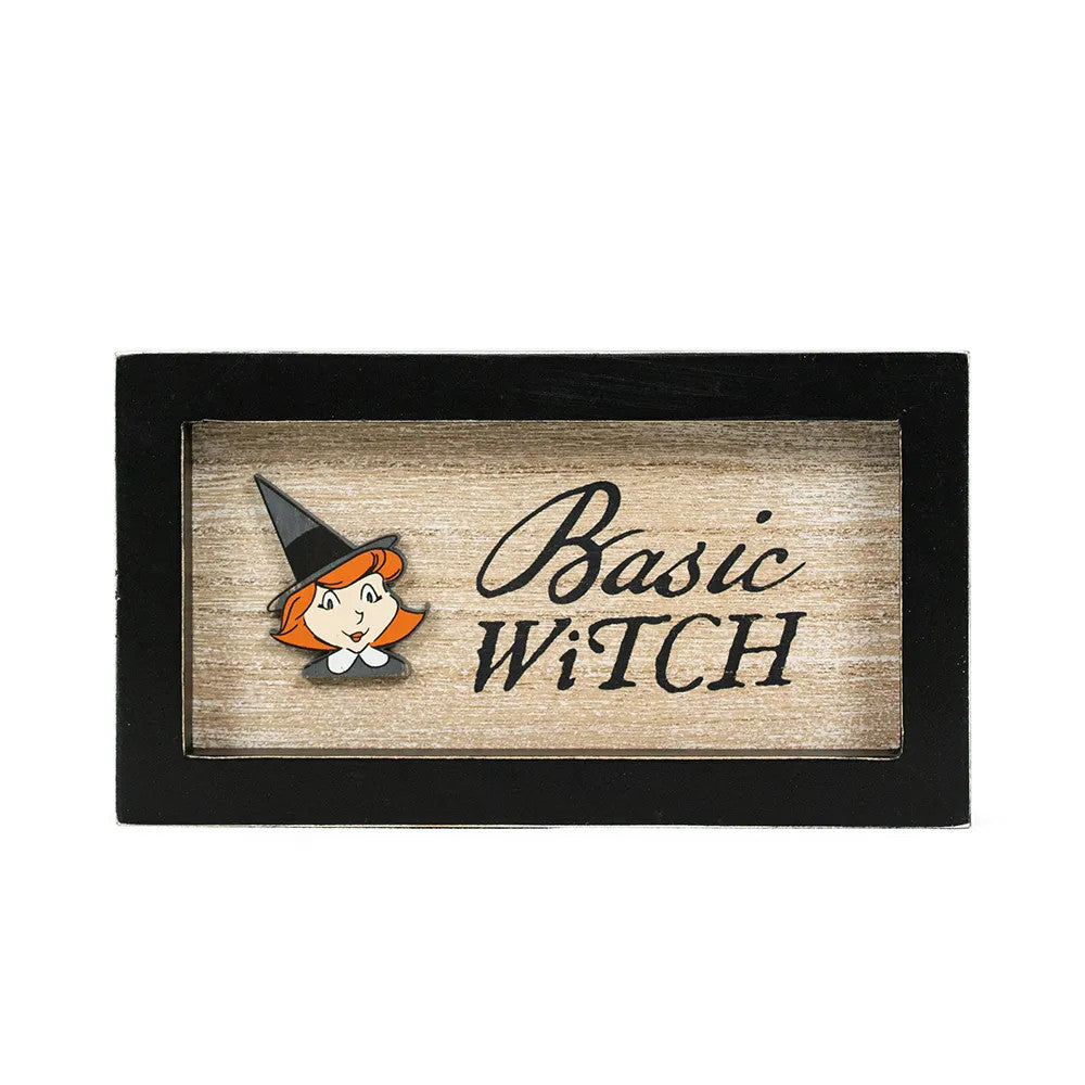 7" x 4" Reversible Wood Frame Sign - Witch/Spice | Multicolor | Sweet and Spooky Collection