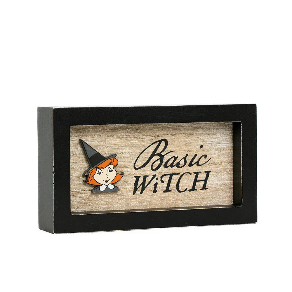 7" x 4" Reversible Wood Frame Sign - Witch/Spice | Multicolor | Sweet and Spooky Collection