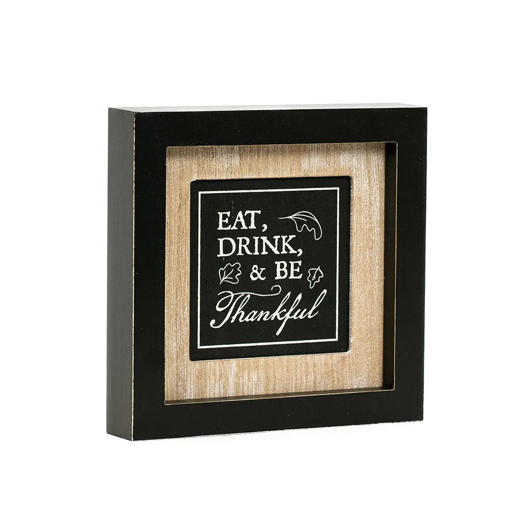 7" Reversible Wood Frame Sign - Treats/Eat | Natural, White and Black | Sweet & Spooky Collection