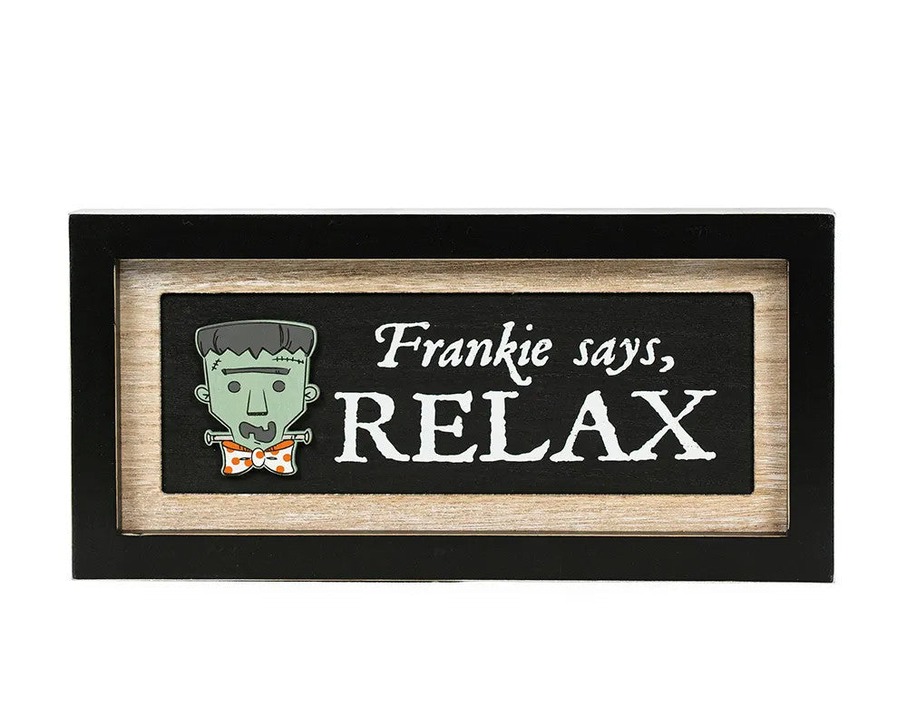 13" x 6" Reversible Wood Frame Sign - Relax/Leaves | Multicolor