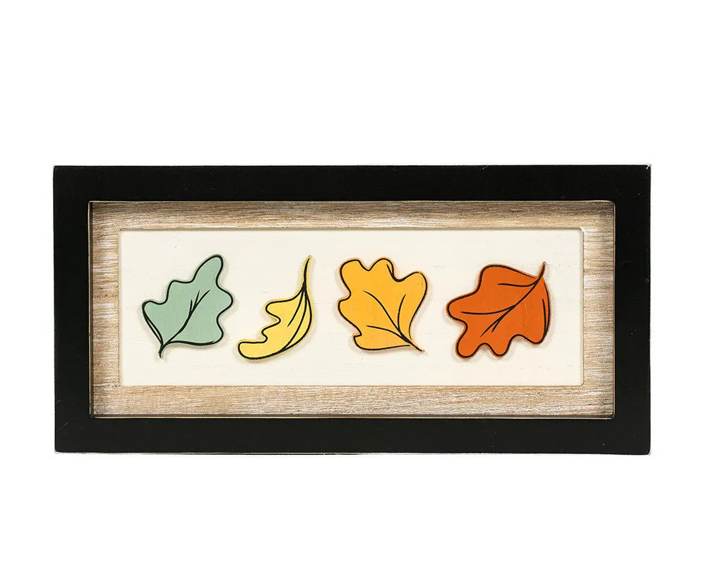 13" x 6" Reversible Wood Frame Sign - Relax/Leaves | Multicolor