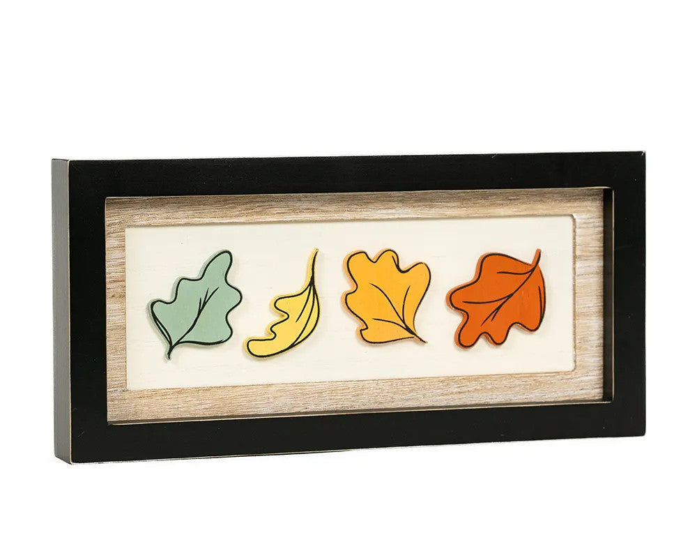 13" x 6" Reversible Wood Frame Sign - Relax/Leaves | Multicolor