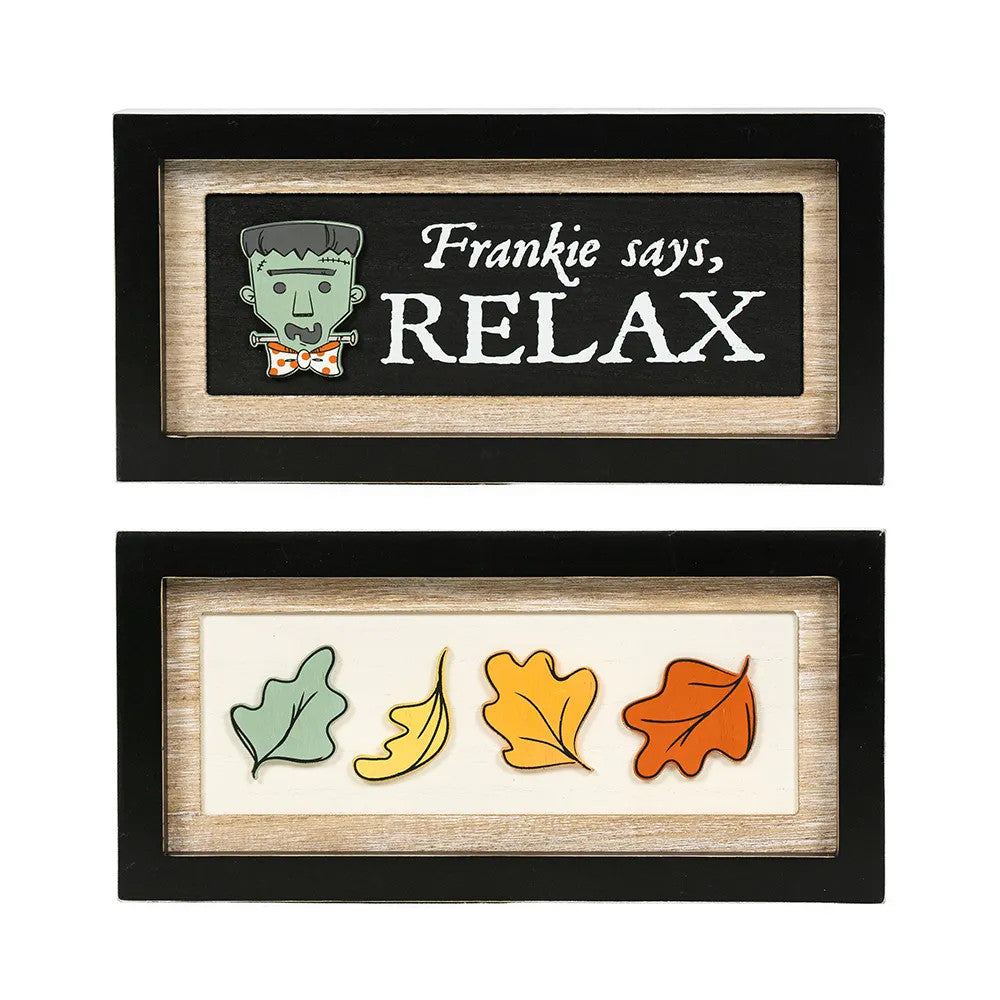 13x6x1.5 rvs wood frame sign (RELAX/LEAVES)
